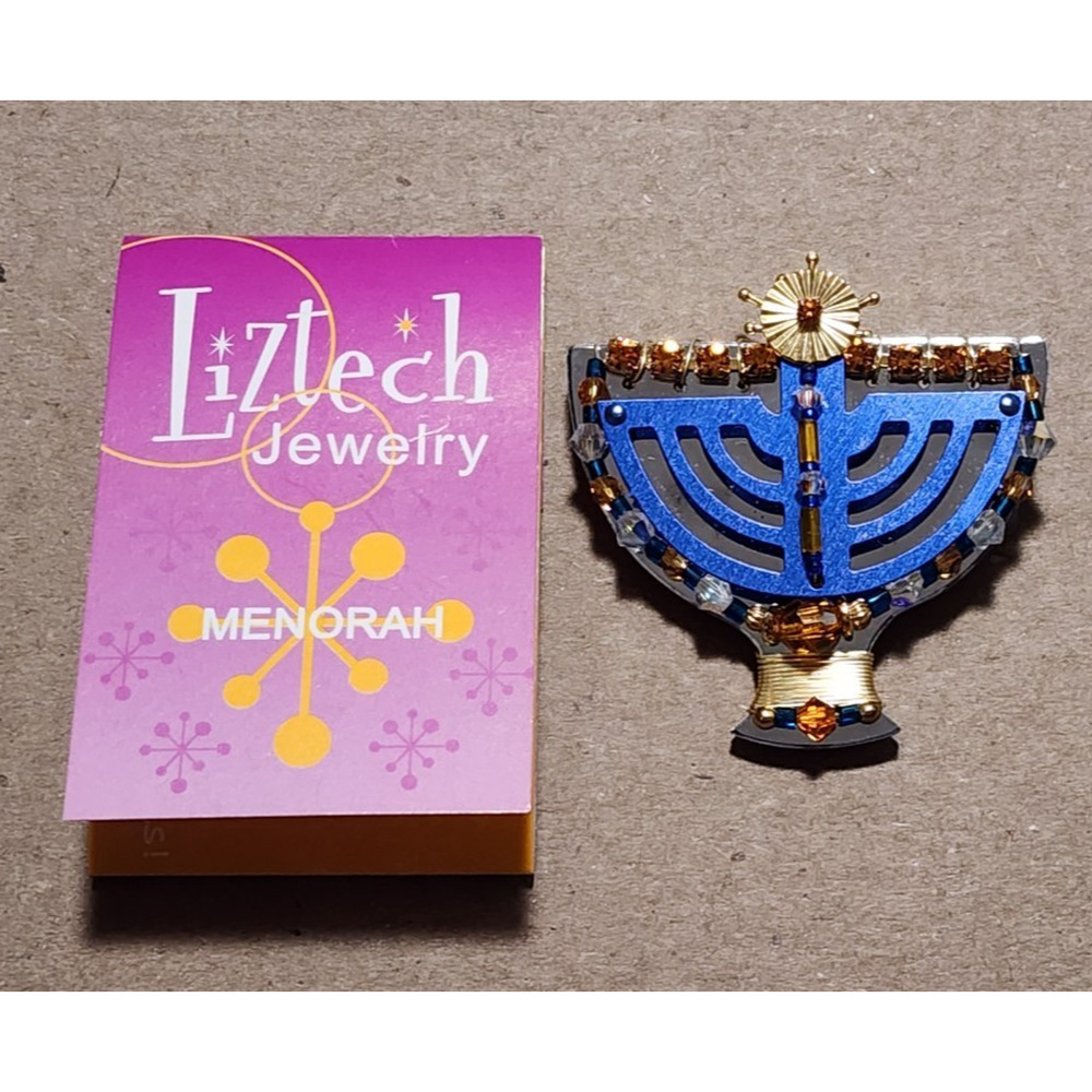 2007 Liztech Hanukkah Menorah Brooch Pin